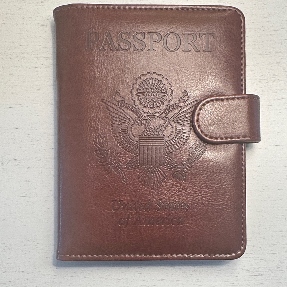Brown Passport Travel Wallet with RFID Protection